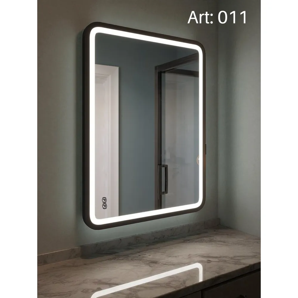 Зеркало с Led-подсветкой 011 80х120 см, черный - Фото 1