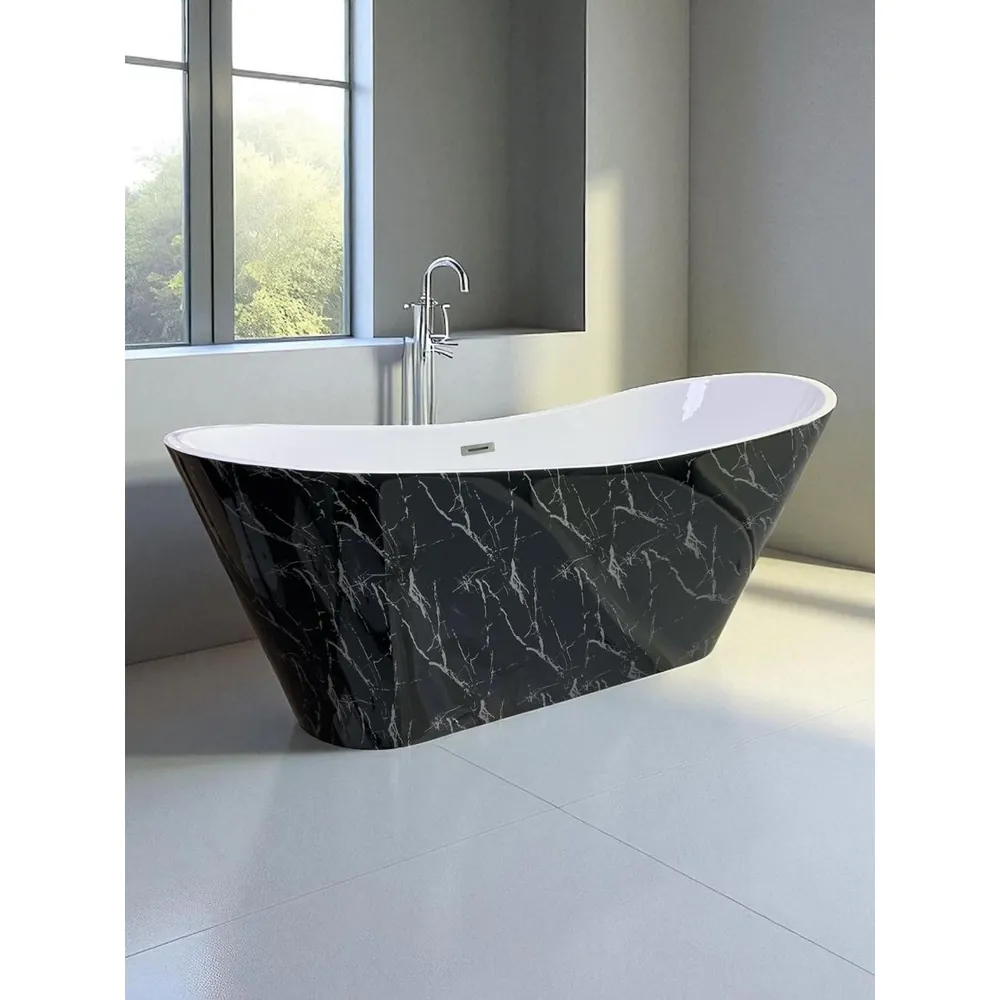 Ванна отдельностоящая 6014 black-marble 170×75 см - Фото 1