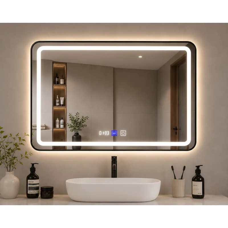 Зеркало с LED-подсветкой K104B-80 80×60 см, черный - Фото 1