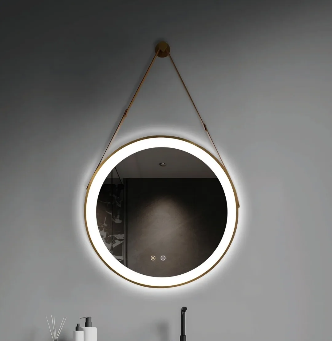 Зеркало с LED-подсветкой M70 70×70 см, золото — Фото 2