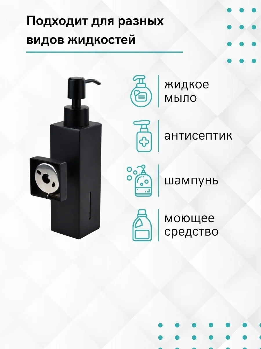 Дозатор для мыла Gloria GL514B 1000 мл, черный матовый — Фото 4